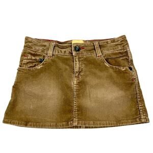 Marlow Corduroy Mini Skirt Tan Low Rise Distressed Y2K Vibes Grunge